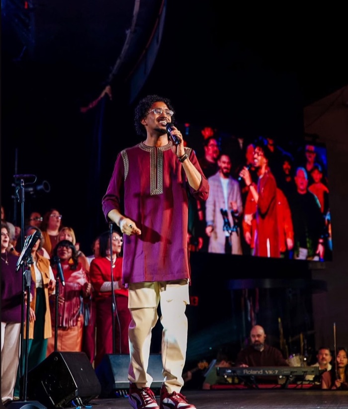 Choir member singing